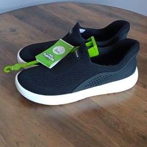 CROCS Men's Black and White Slip-On Sneakers